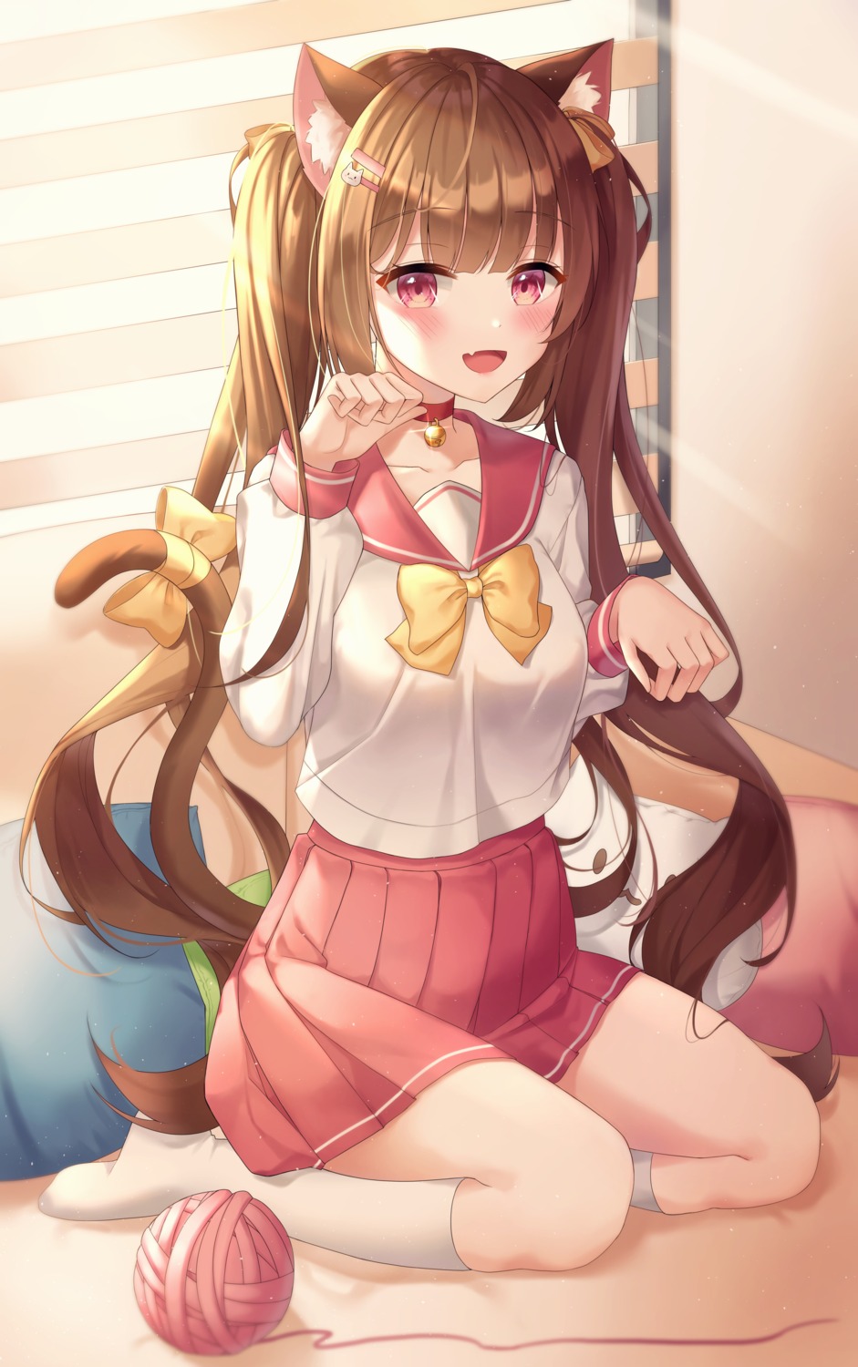 animal_ears, bingyam, nekomimi, seifuku, tail