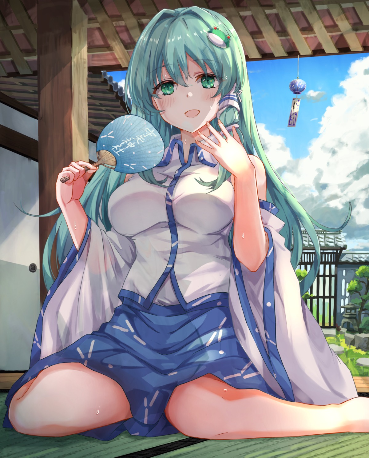 japanese_clothes, kochiya_sanae, skirt_lift, torottye, touhou