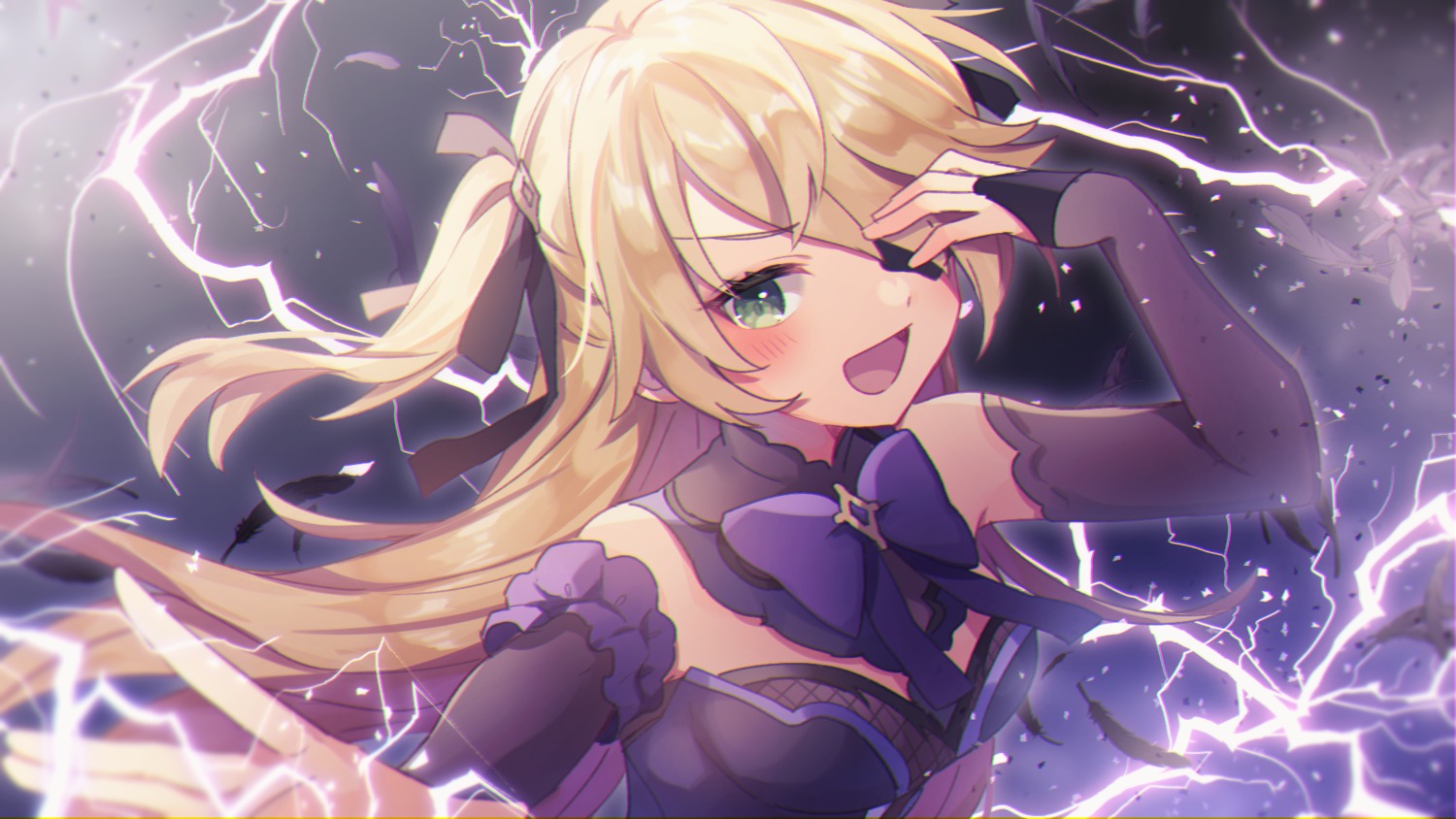 eyepatch, fischl, fishnets, genshin_impact, shirose_nagi, wallpaper