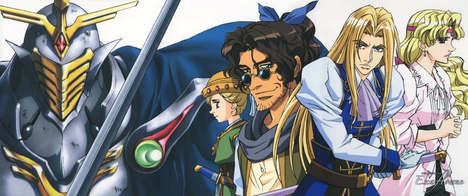allen_schezar, dryden_fassa, escaflowne, mecha, megane, millerna_aston, ousaka_hiroshi, prince_chid, sword