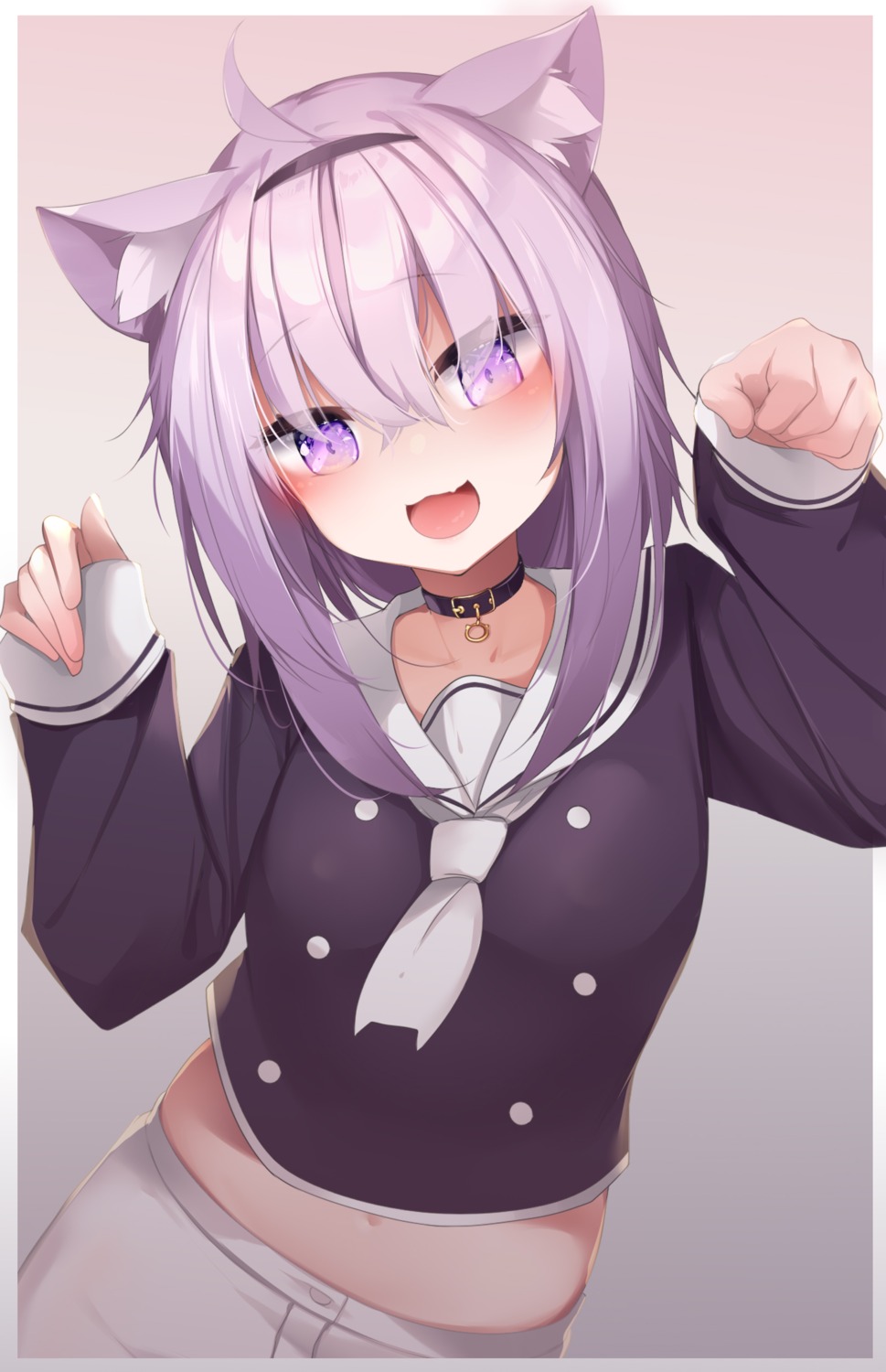 animal_ears, hololive, hololive_gamers, kana616, nekomata_okayu, nekomimi, seifuku