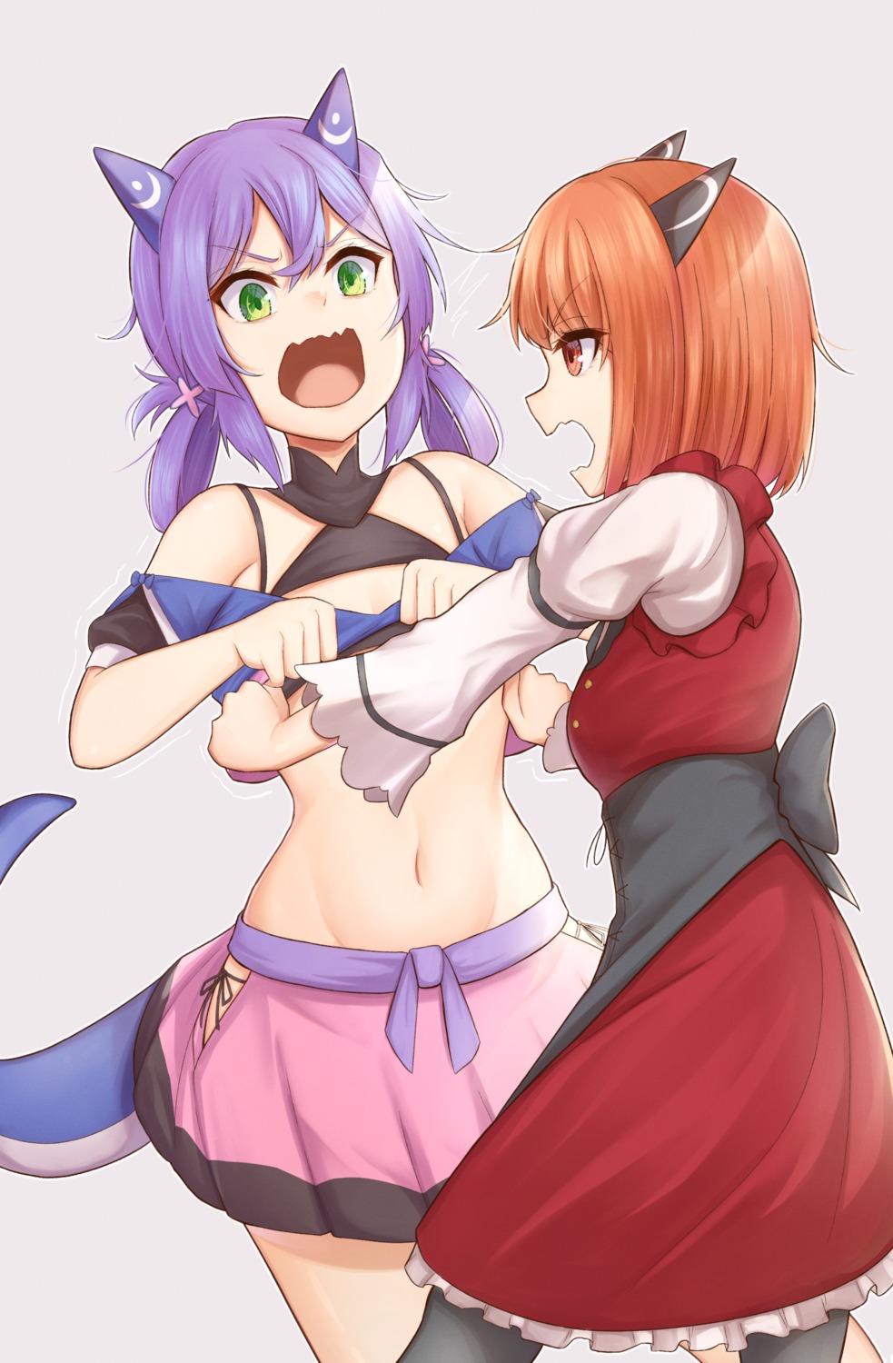 dress, flatorte, horns, laika_(slime_300), slime_taoshite_300-nen_shiranai_uchi_ni_level_max_ni_nattemashita, tagme, tail, undressing