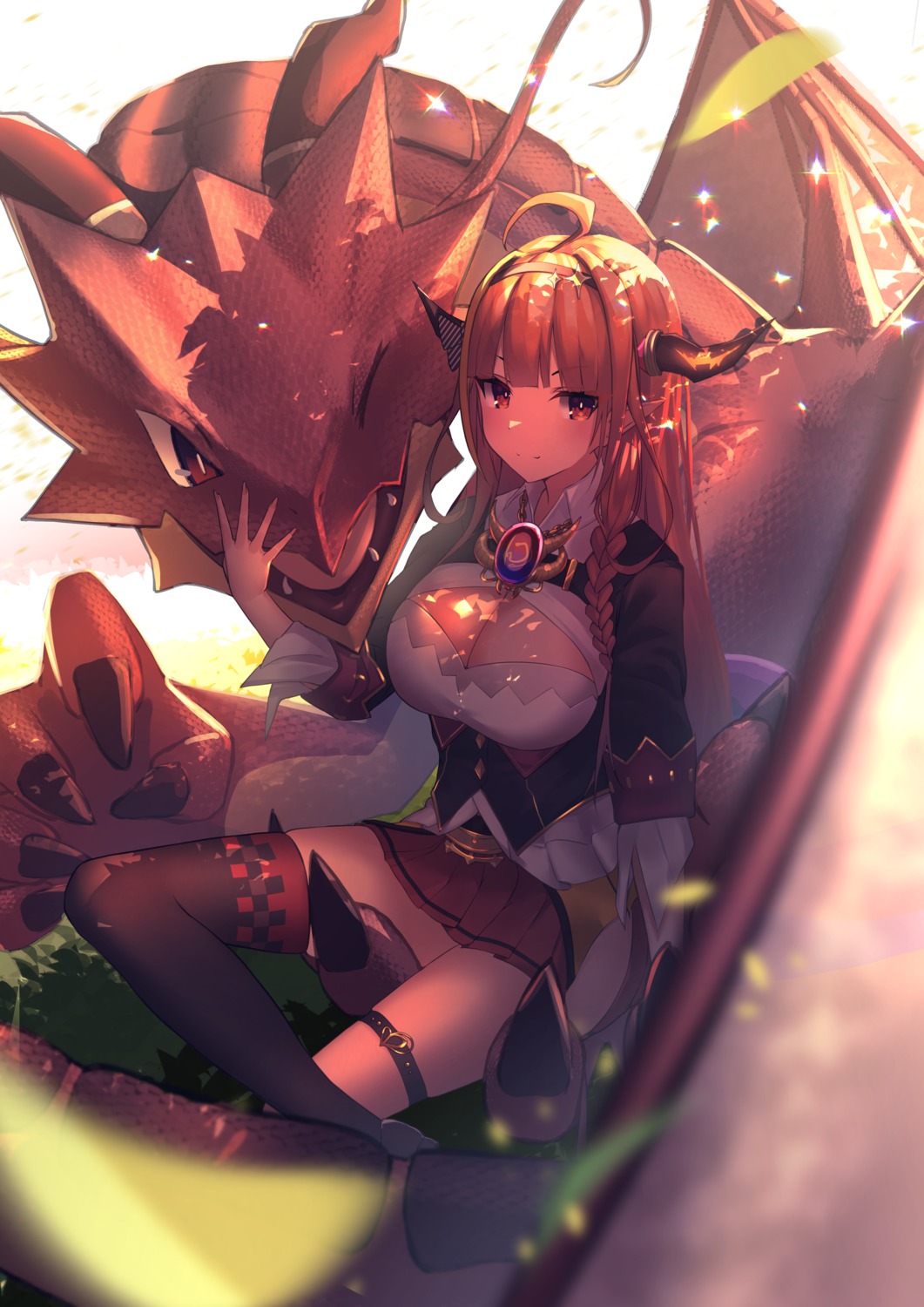 cleavage, garter, hololive, horns, inaba_teitoku, kiryuu_coco, monster, pointy_ears