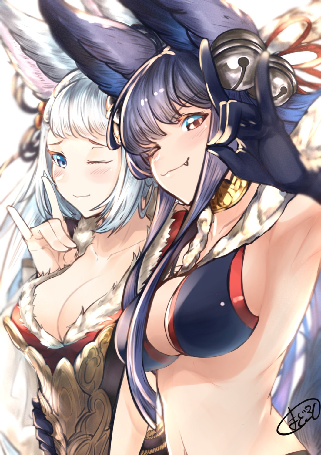 animal_ears, cleavage, granblue_fantasy, kitsune, no_bra, socie_(granblue_fantasy), tagme, tail, yuel_(granblue_fantasy)