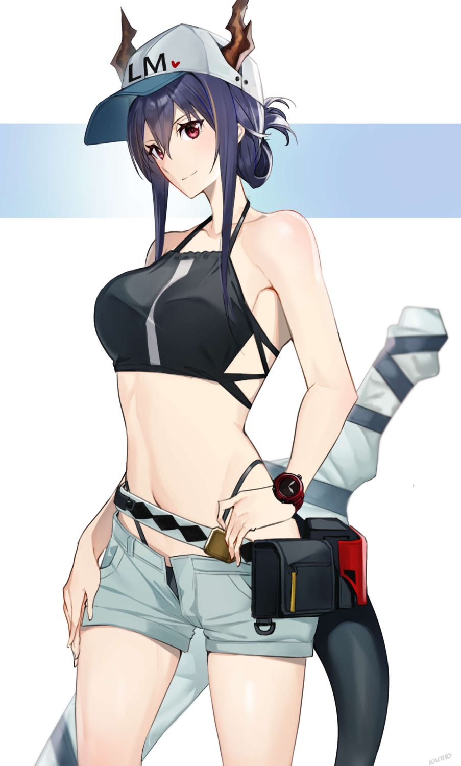 arknights, bikini, ch'en_(arknights), horns, raitho104, swimsuits, sword, tail