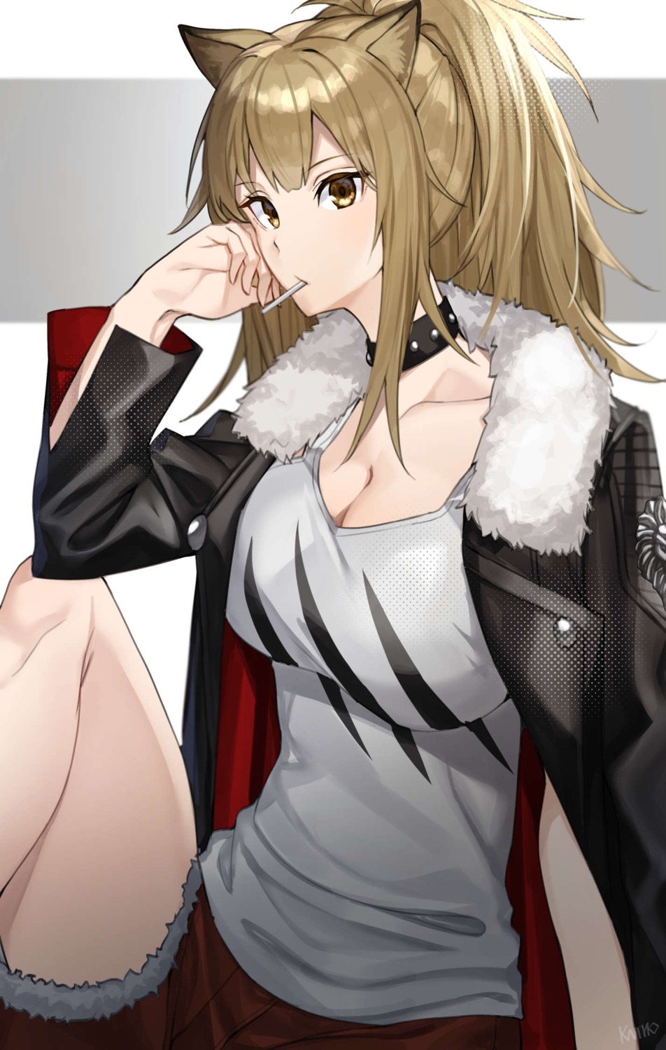 animal_ears, arknights, cleavage, no_bra, raitho104, siege_(arknights)