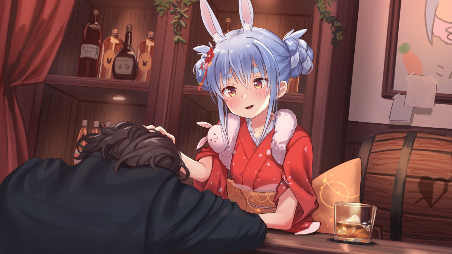 animal_ears, bunny_ears, hololive, maid, roke_(taikodon), usada_pekora, wa_maid