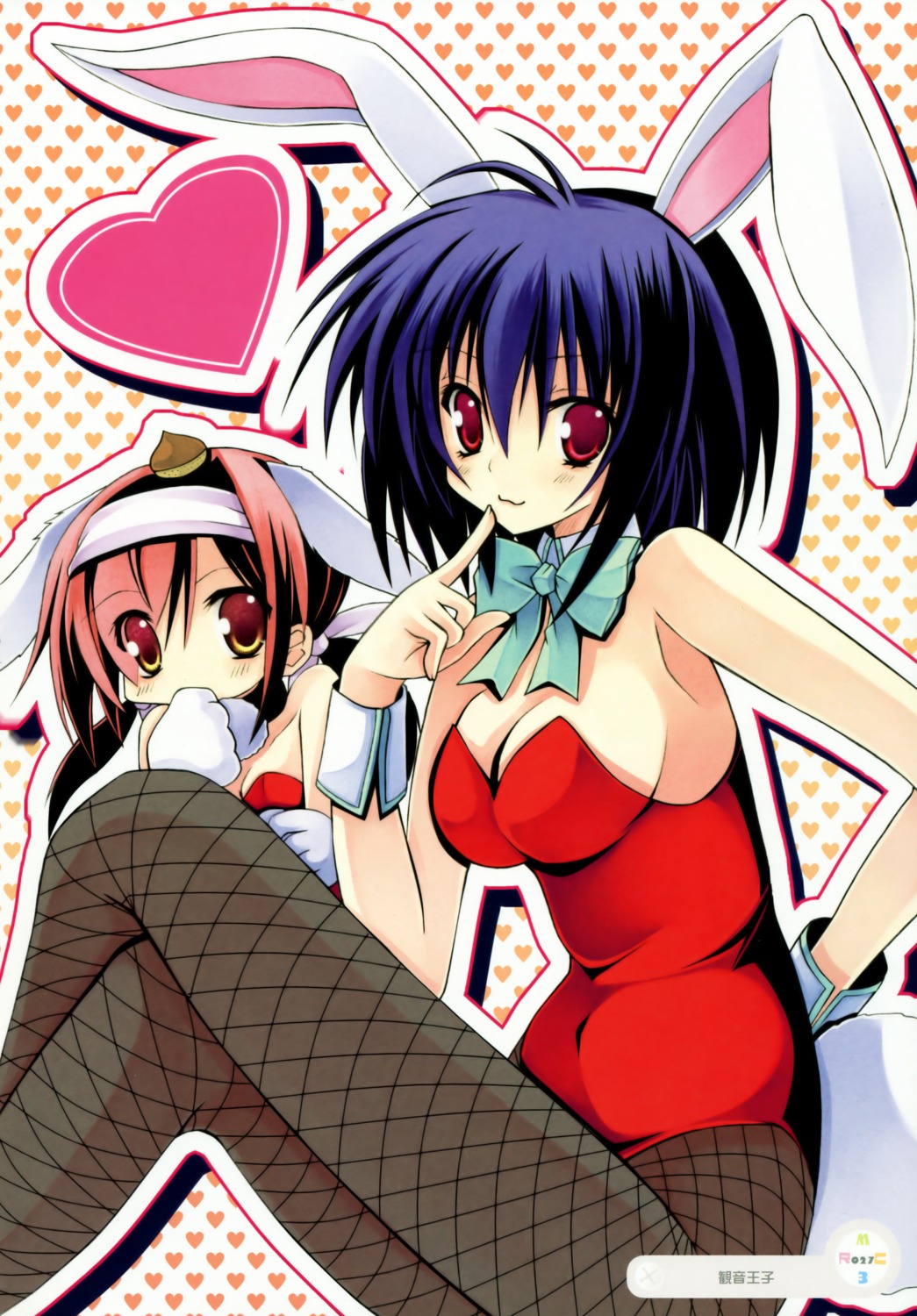 animal_ears, black_lemon-chan, bunny_ears, bunny_girl, cleavage, kannon_ouji, marron-chan, melonbooks