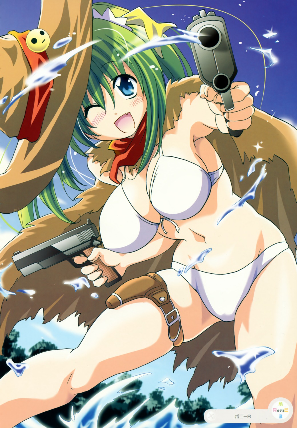 bikini, cleavage, gun, melon-chan, melonbooks, melongirls, pony_r, swimsuits