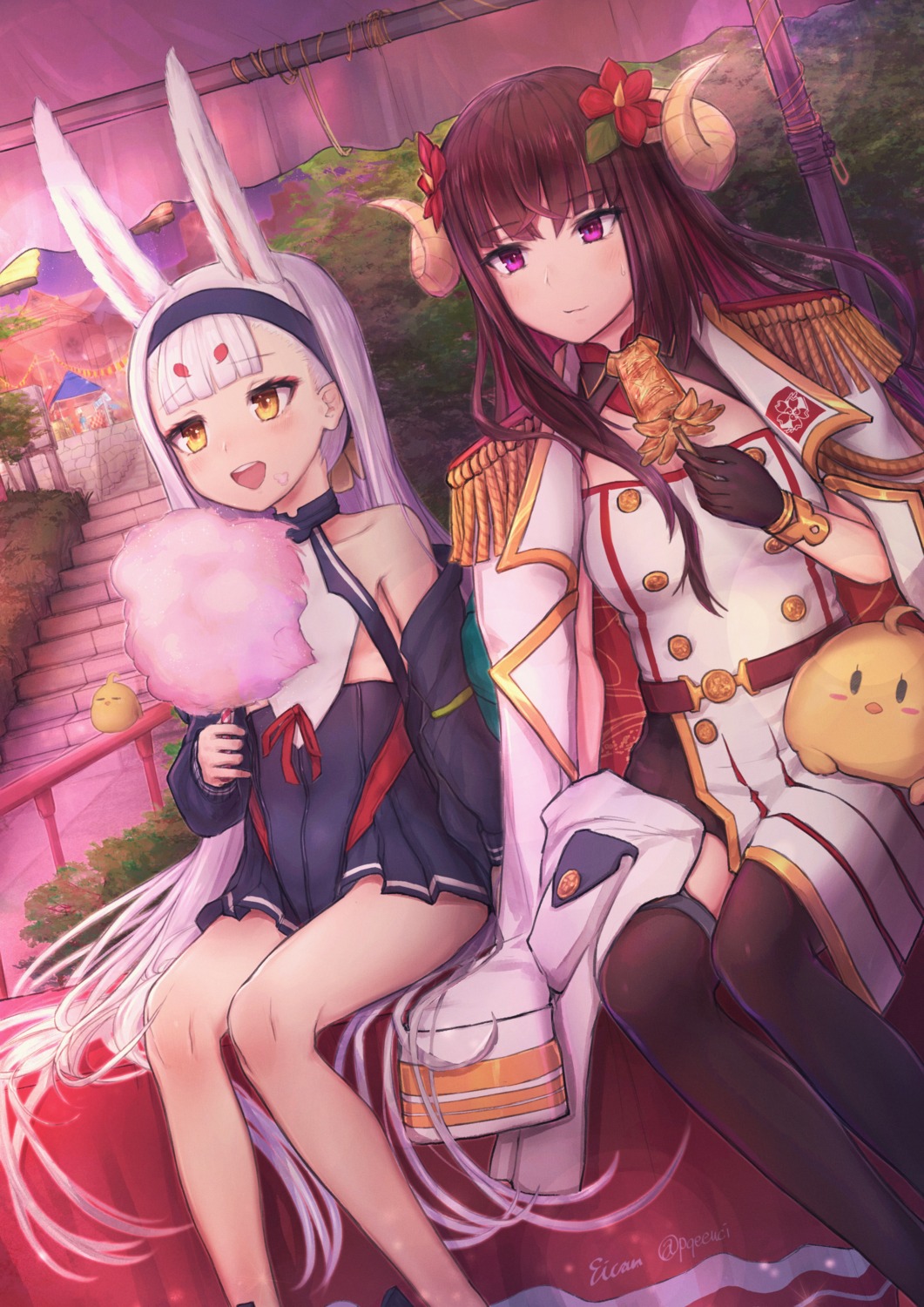 animal_ears, azur_lane, azur_lane_crosswave, bunny_ears, eicam, horns, manjuu_(azur_lane), shimakaze_(azur_lane)