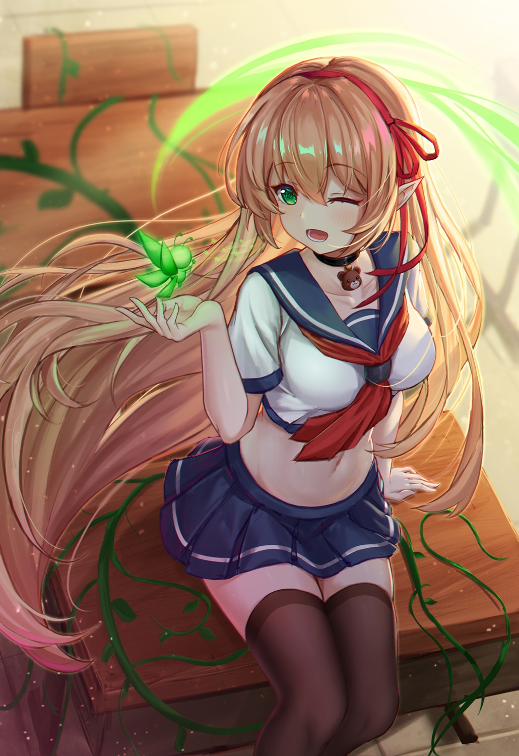 arisa_(shadowverse), dddsunsky, pointy_ears, seifuku, shadowverse, thighhighs