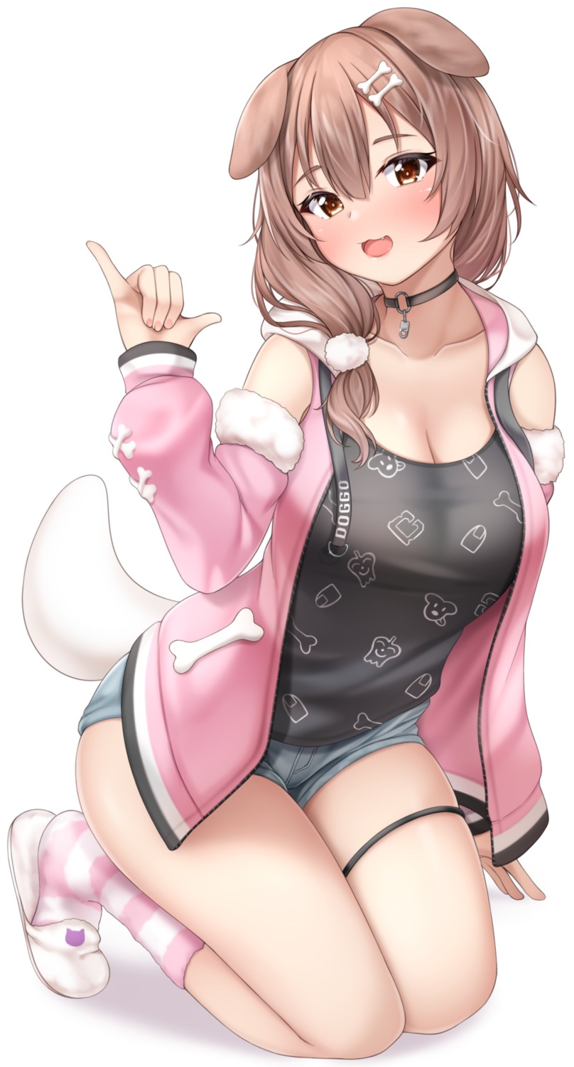 animal_ears, cleavage, garter, hololive, hololive_gamers, inugami_korone, inumimi, lomocya, tail