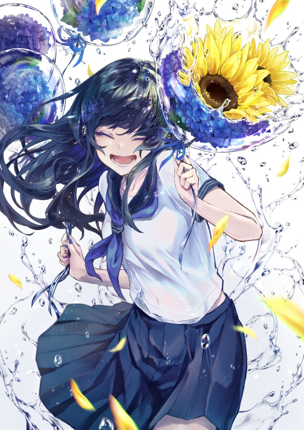 canned_rose, see_through, seifuku, skirt_lift, wet_clothes