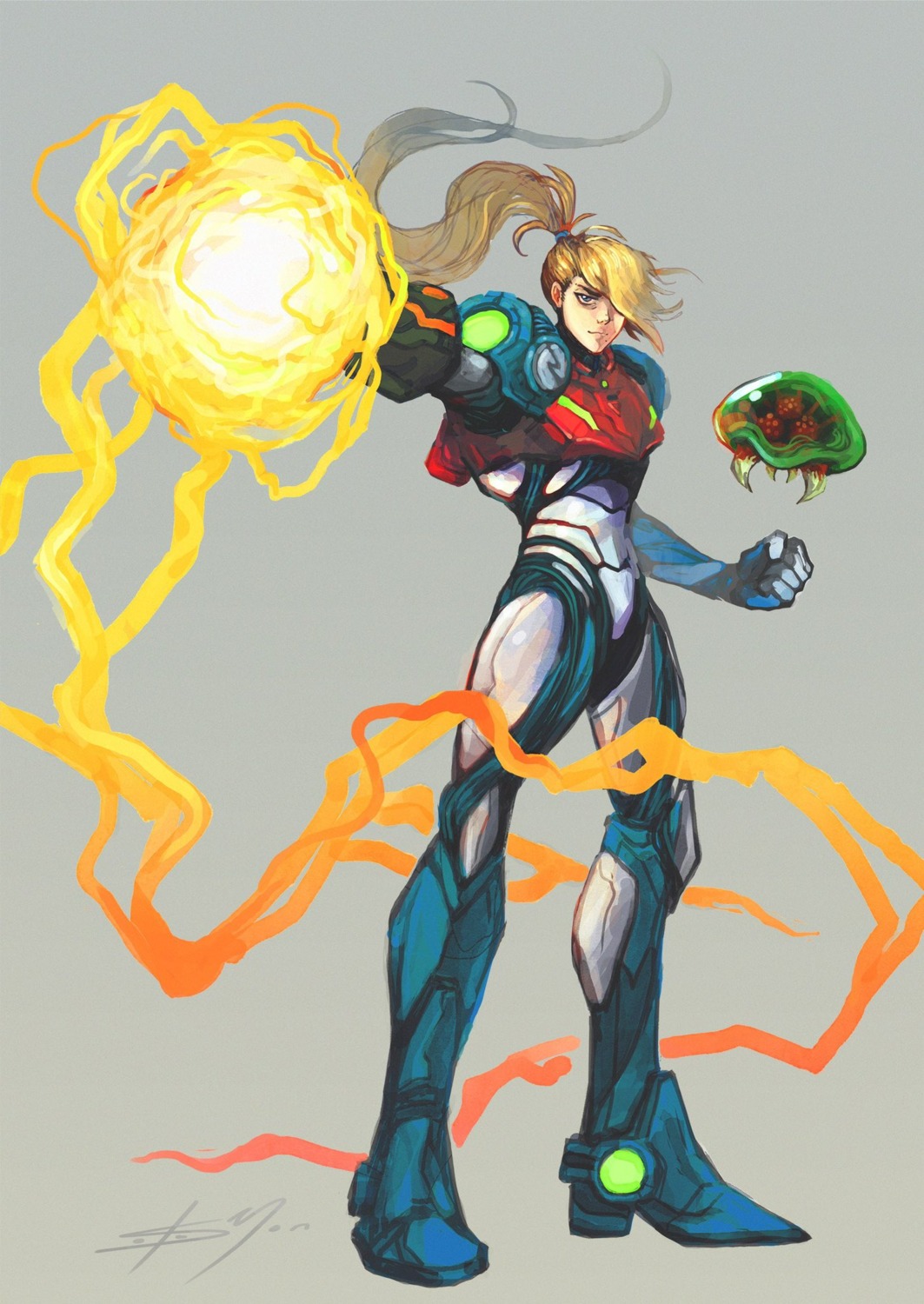 armor, bodysuit, metroid, metroid_dread, samus_aran, sketch, solomonmcman, weapon