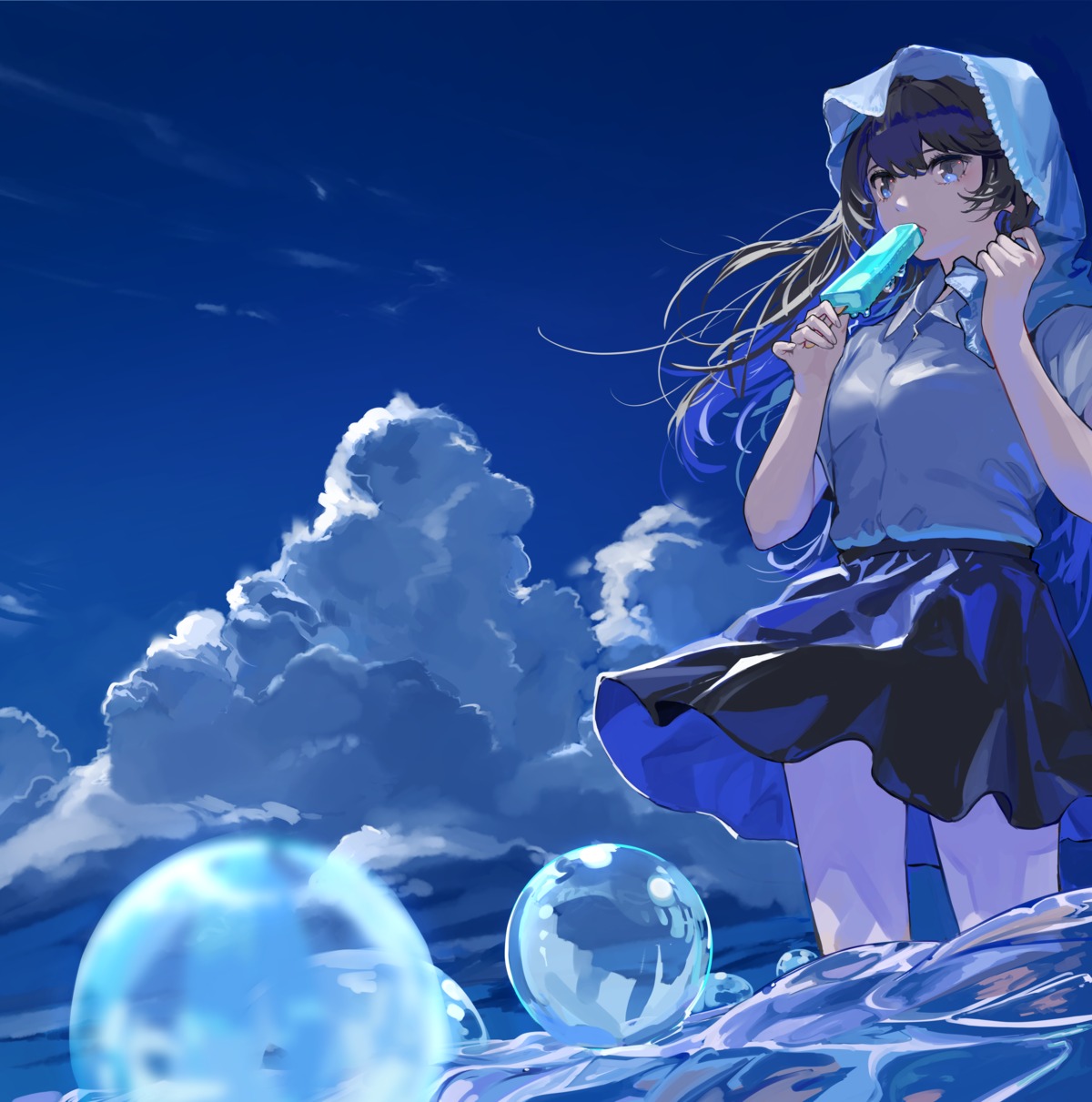 nik_ibi, seifuku, skirt_lift, wet