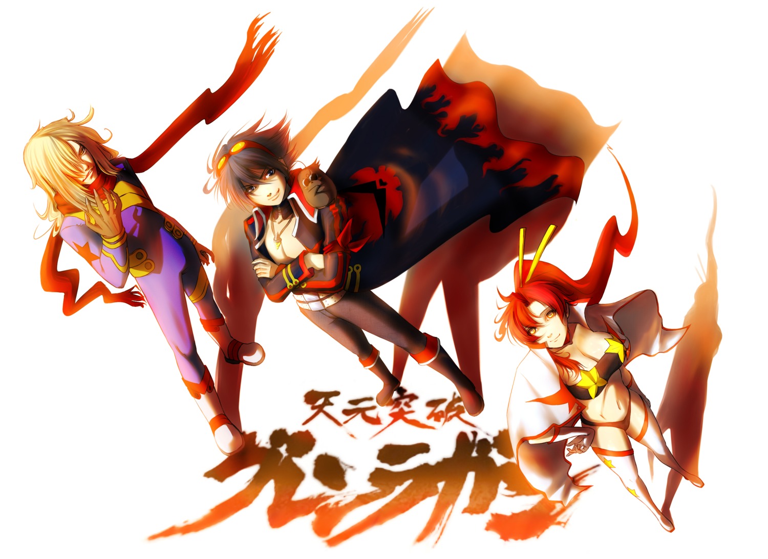 boota, cleavage, simon, tengen_toppa_gurren_lagann, thighhighs, viral, yasushi_shin_izumi, yoko