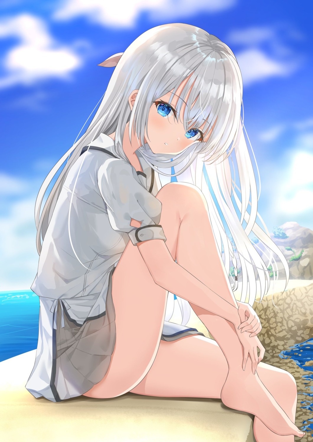 kanaria_hisagi, naruse_shiroha, seifuku, skirt_lift, summer_pockets