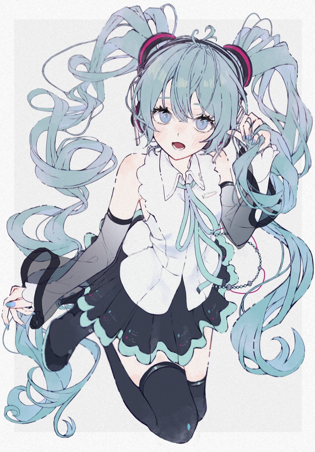 amino_(li0a4), hatsune_miku, headphones, heels, see_through, thighhighs, vocaloid