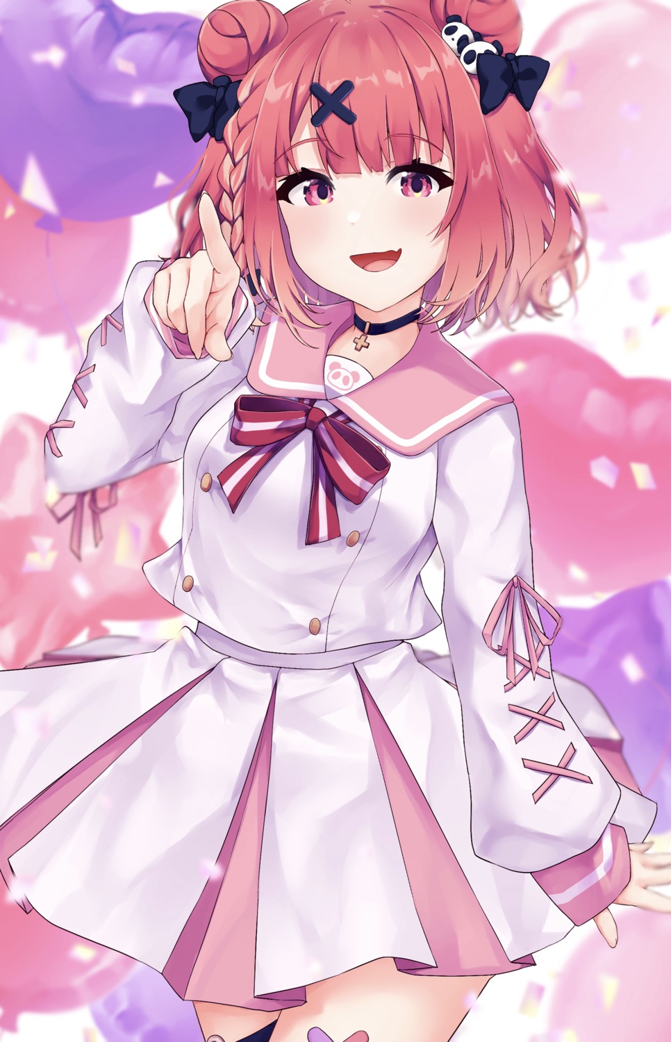 harukasu_(mememememo), nijisanji, nijisanji_gamers, sasaki_saku, seifuku, skirt_lift