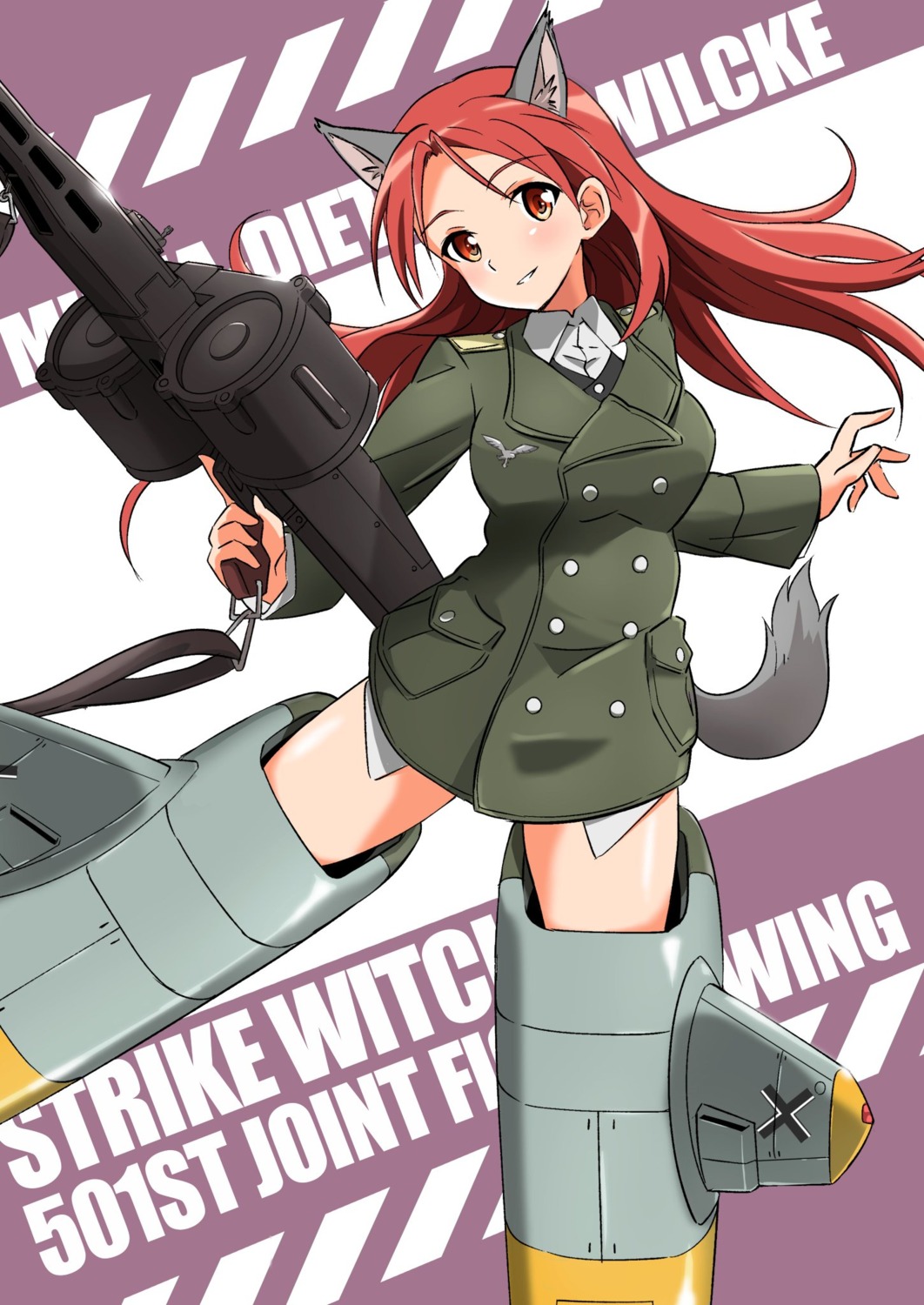 animal_ears, gun, minna-dietlinde_wilcke, strike_witches, tail, tricky_46, uniform