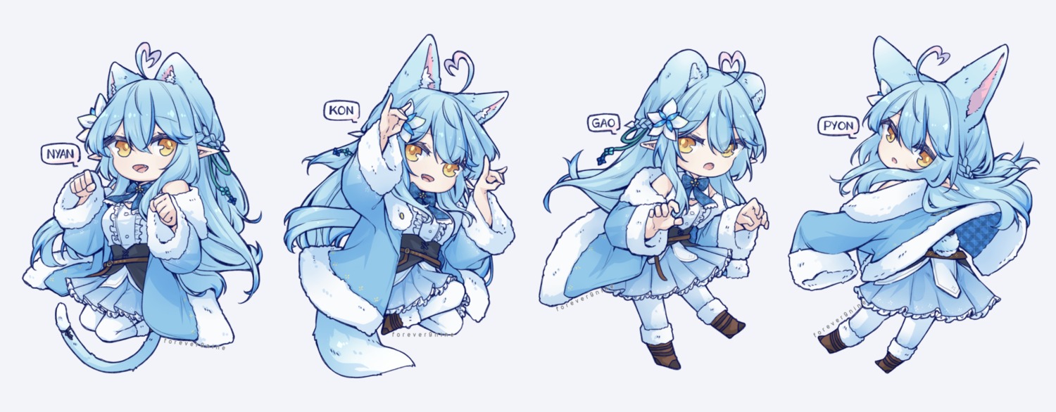 animal_ears, bunny_ears, chibi, elf, forever9nine, hololive, nekomimi, pointy_ears, tail, yukihana_lamy