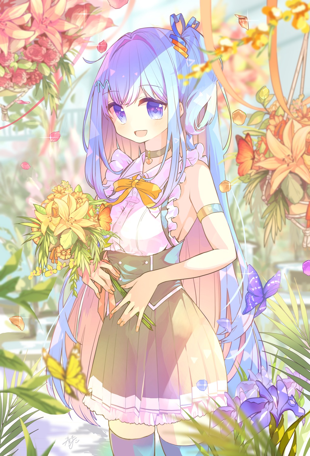 emori_miku, emori_miku_project, haruno_hotaru, no_bra, thighhighs