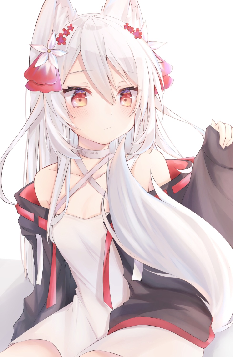 animal_ears, dress, kitsune, tail, tsuyuha