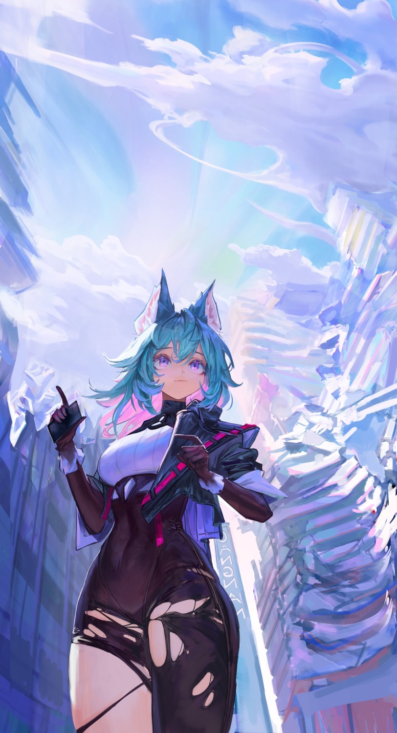 animal_ears, cha_neung, torn_clothes