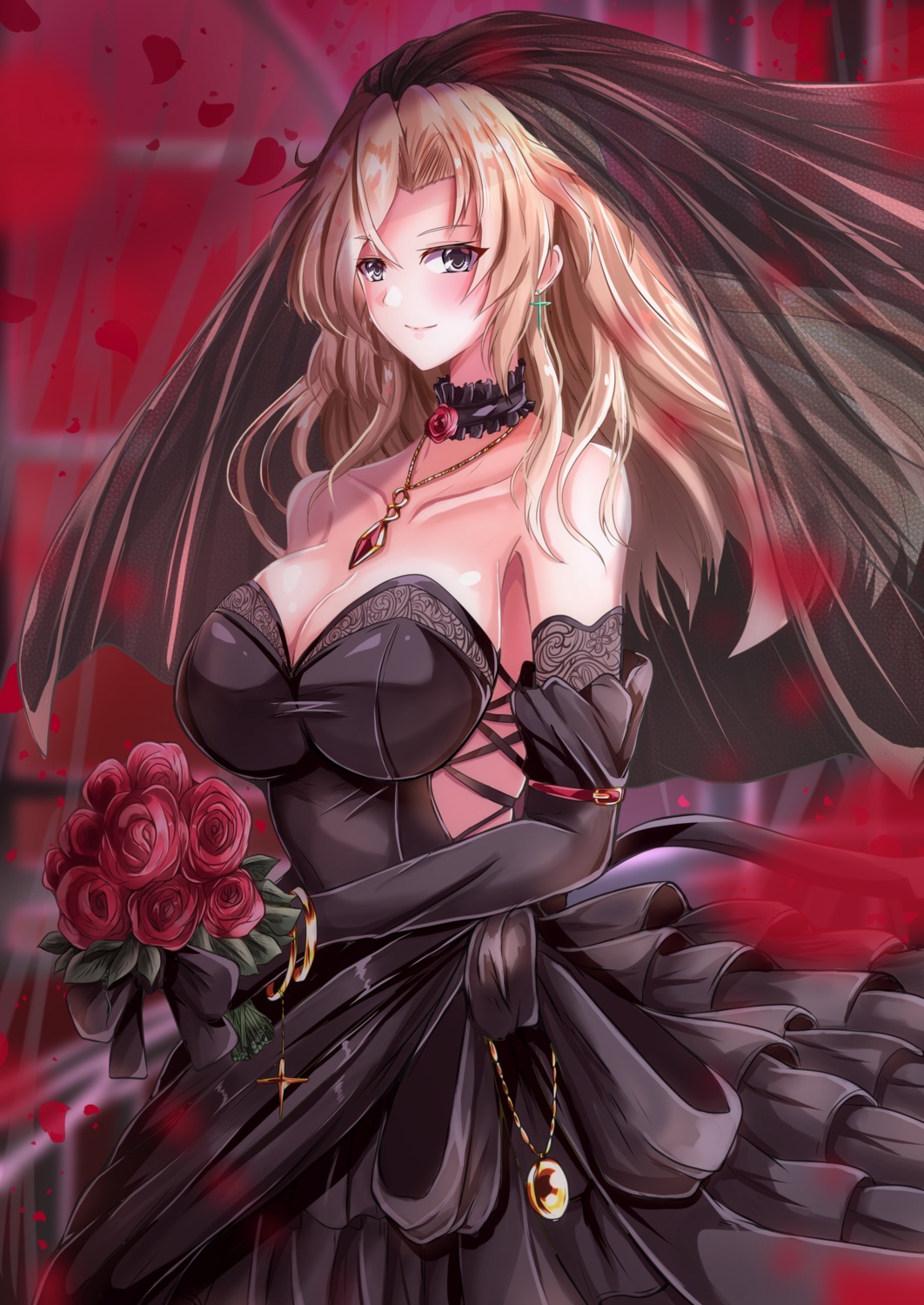 azur_lane, cleavage, dress, hornet_(azur_lane), kentan, no_bra, wedding_dress