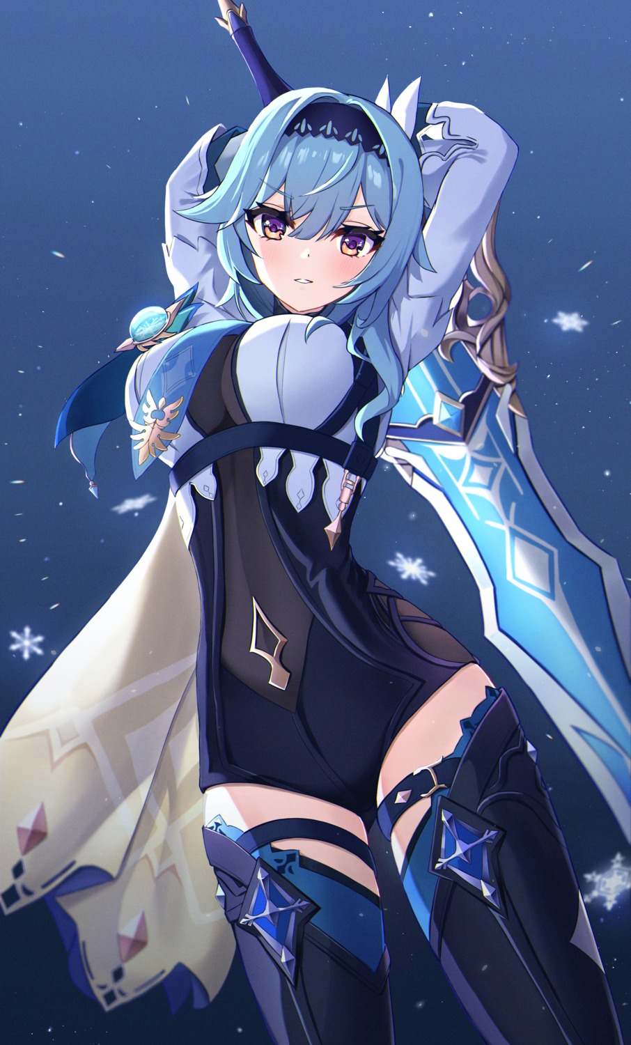 band_(skymole01), eula, garter, genshin_impact, sword, thighhighs