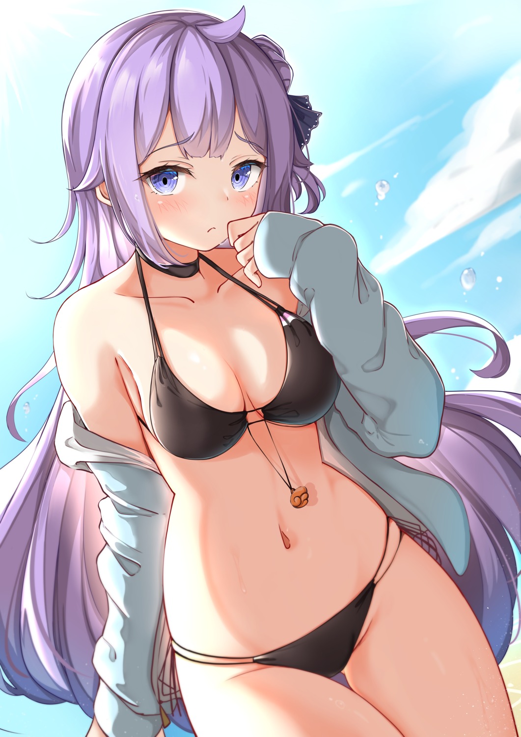 azur_lane, bikini, moyoron, open_shirt, swimsuits, unicorn_(azur_lane)