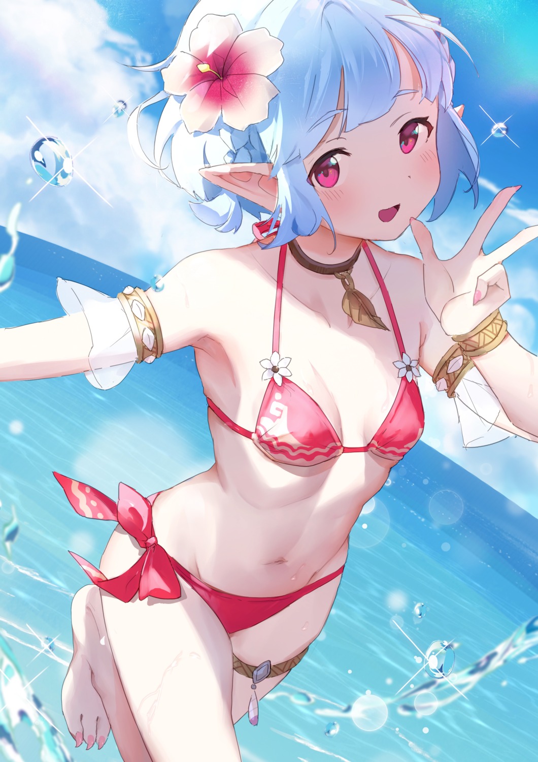 bikini, ena_(monster_hunter), garter, luelue_zi, monster_hunter, monster_hunter_stories_2, pointy_ears, swimsuits