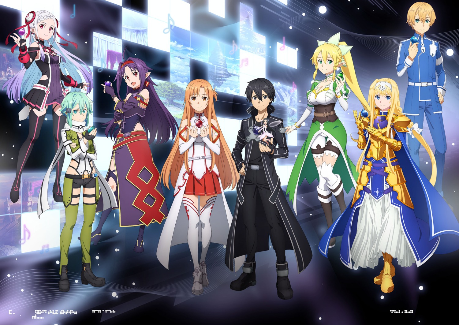 alice_zuberg, armor, asuna_(sword_art_online), cleavage, eugeo, garter, heels, kirito