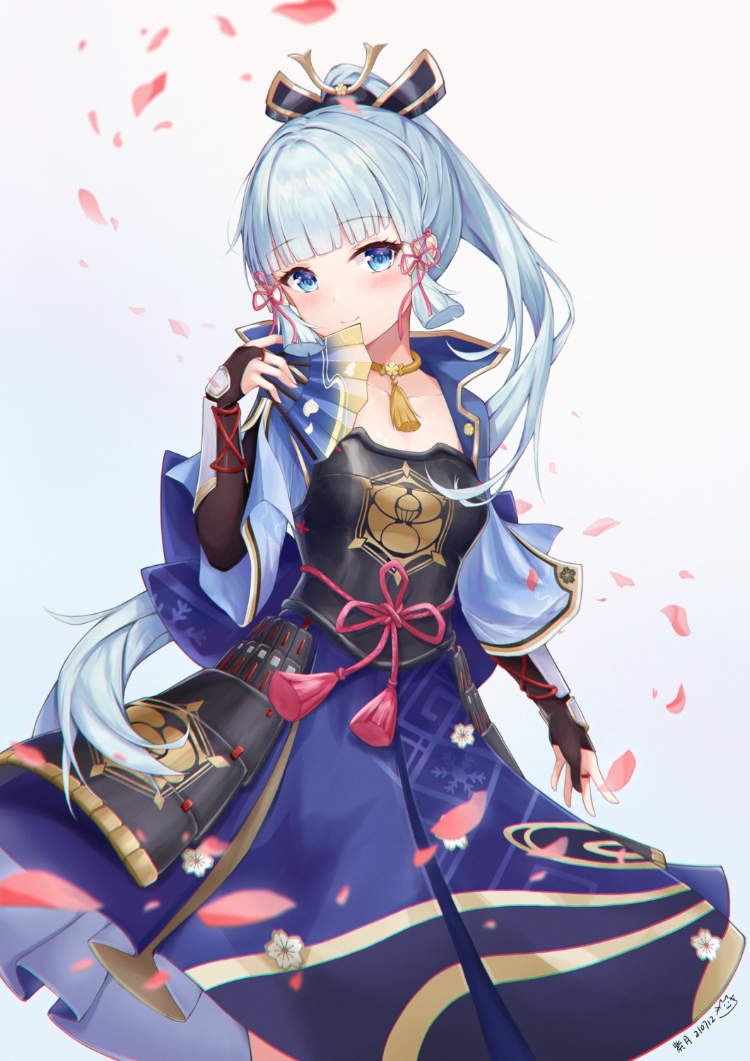 armor, cleavage, genshin_impact, japanese_clothes, kamisato_ayaka, shiduki_ruri, skirt_lift
