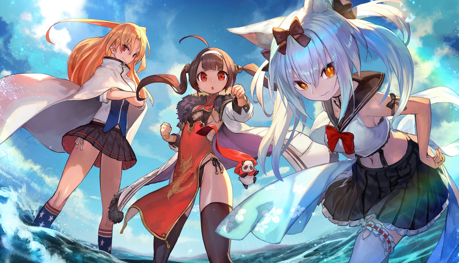 animal_ears, azur_lane, chinadress, cleveland_(azur_lane), lack, no_bra, pantsu, ping_hai_(azur_lane)