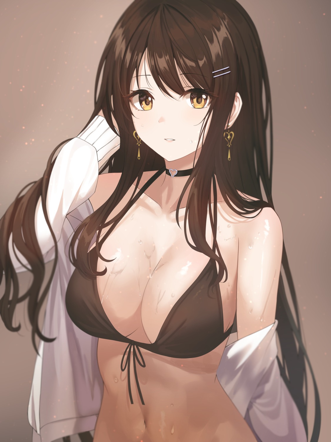 bikini_top, open_shirt, swimsuits, wet, yuzb99