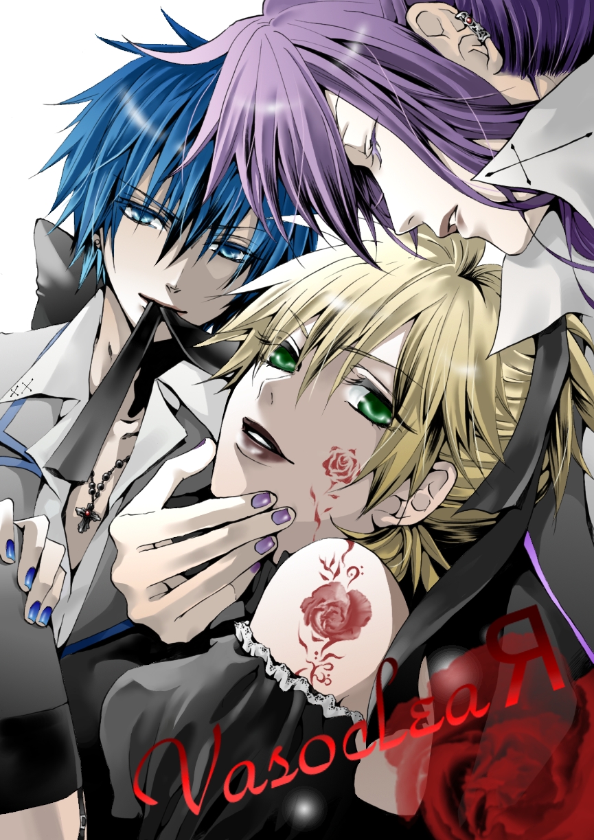 hakuseki, imitation_black_(vocaloid), kagamine_len, kaito, kamui_gakupo, male, vocaloid