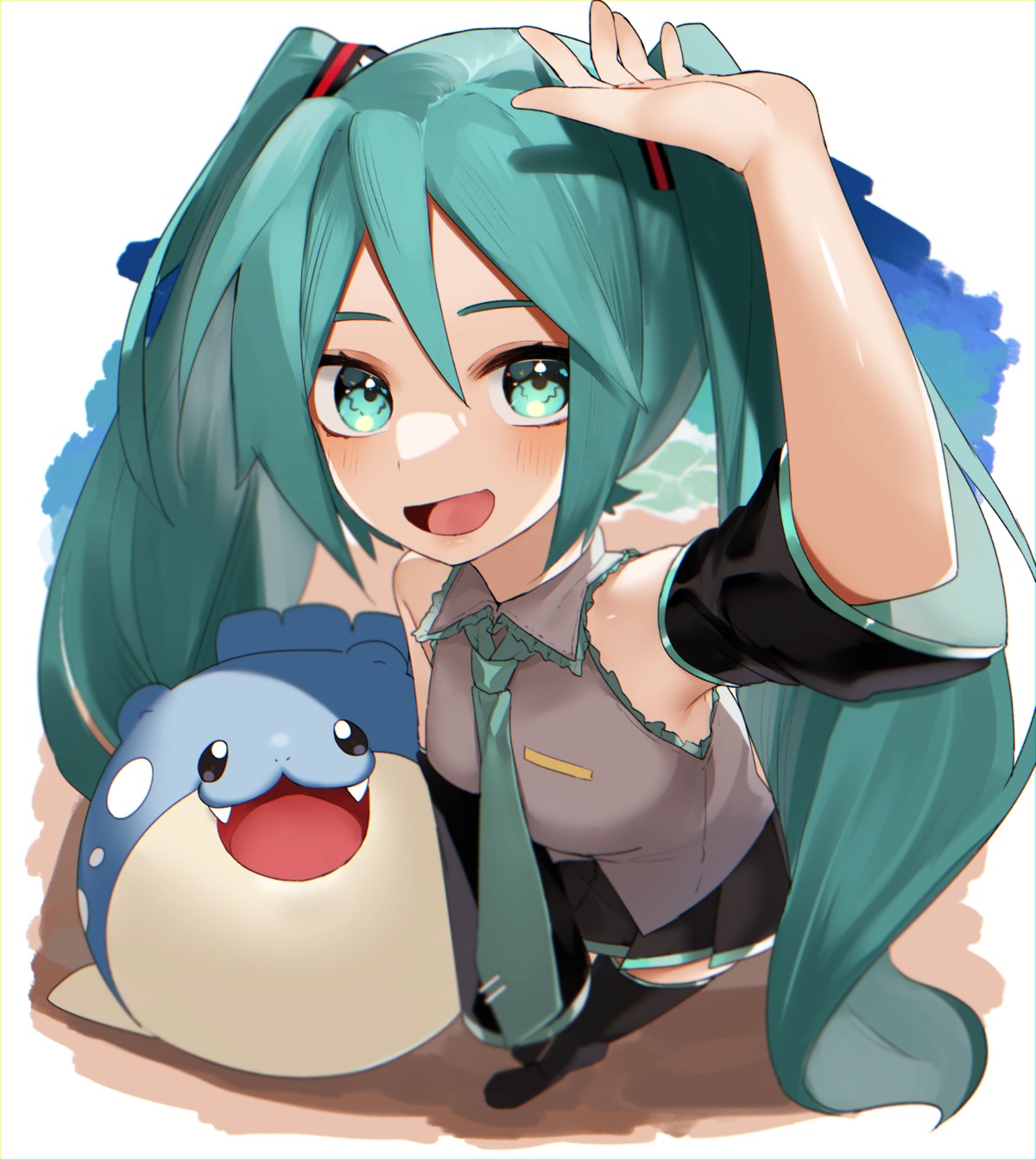 crossover, hatsune_miku, pokemon, reirou_(chokoonnpu), spheal, thighhighs, vocaloid