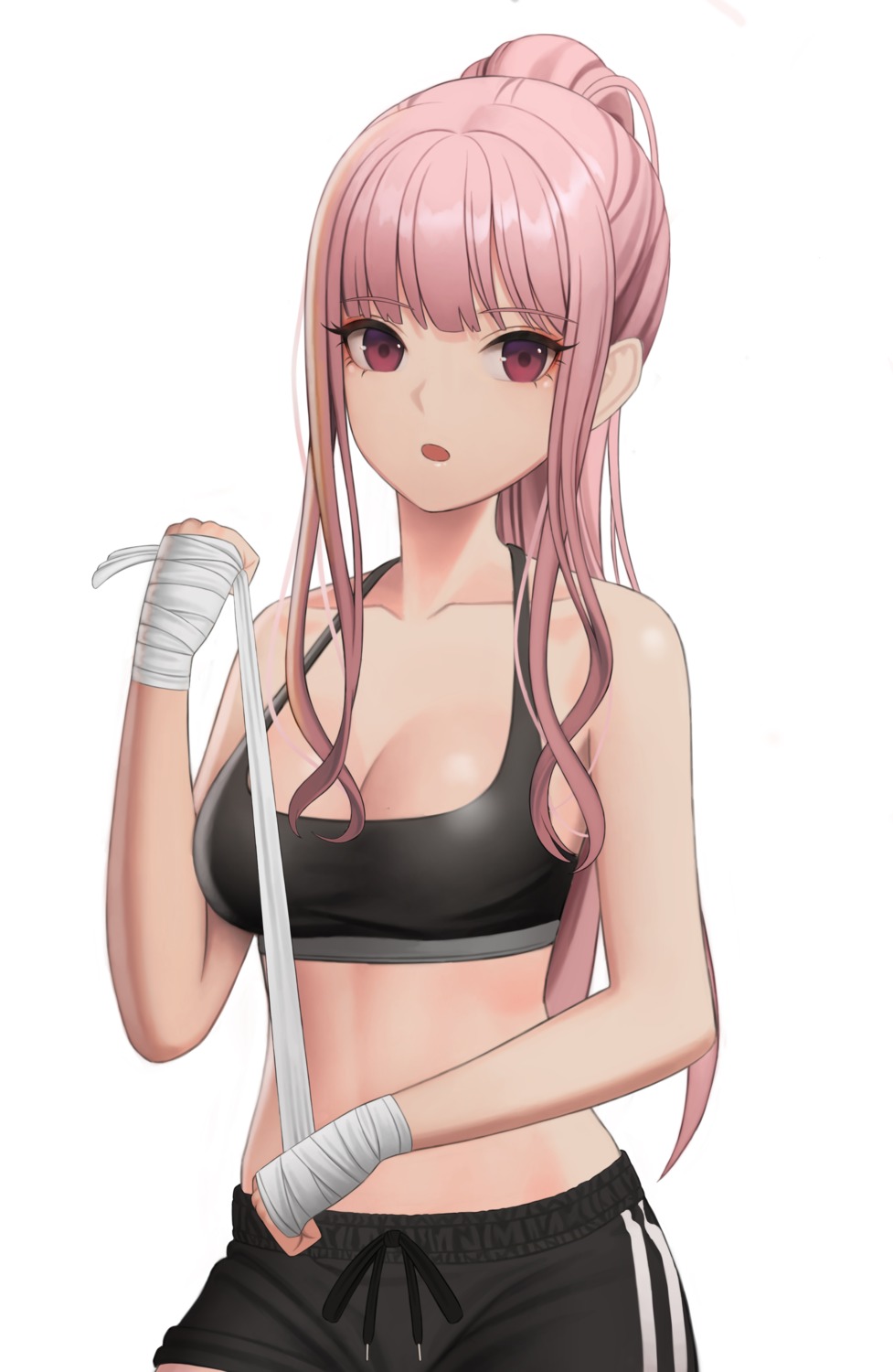 bandages, bra, gym_uniform, hololive, hololive_english, merrick, mori_calliope