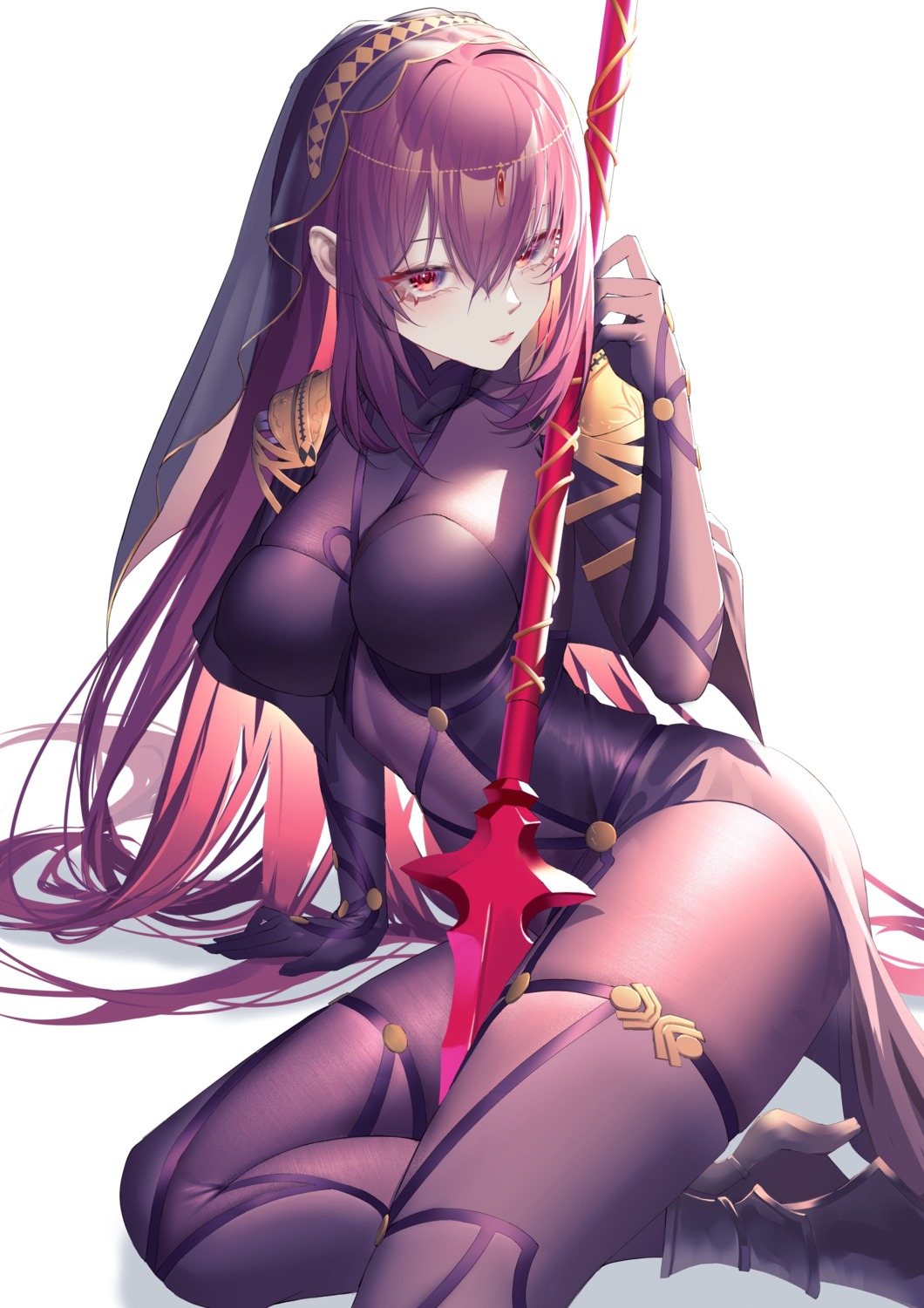 armor, bodysuit, fate/grand_order, garter, heels, rib_(rib_delesetong), scathach_(fate), weapon