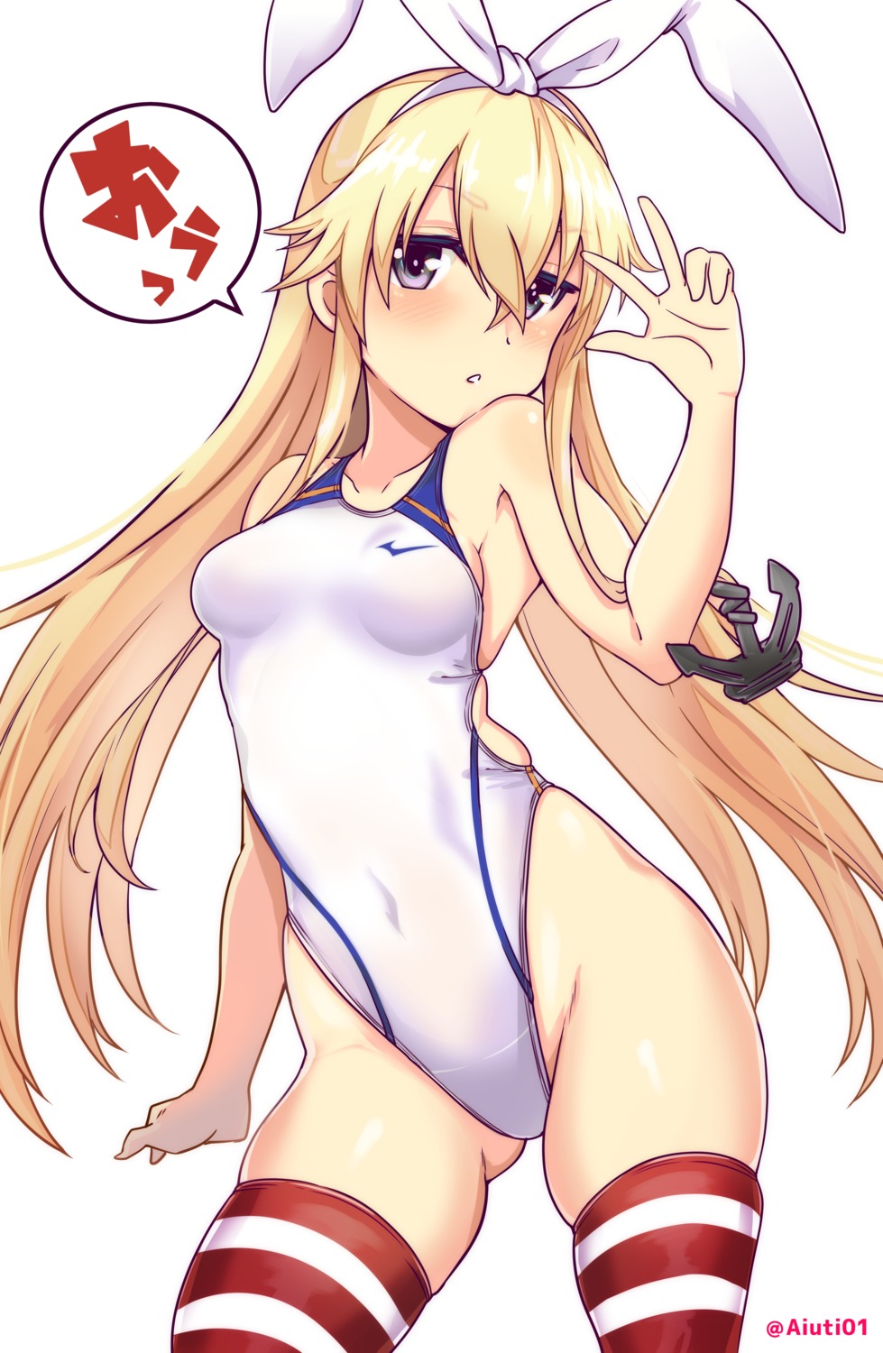 aiuti, kantai_collection, shimakaze_(kancolle), swimsuits, thighhighs