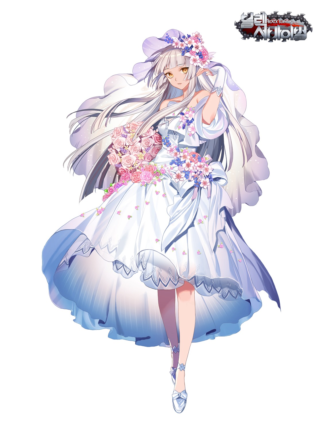 black_survival, dress, empew, see_through, skirt_lift, wedding_dress