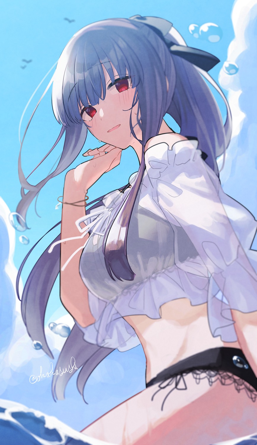 asagami_fujino, bikini, kara_no_kyoukai, okakasushi, see_through, swimsuits, wet