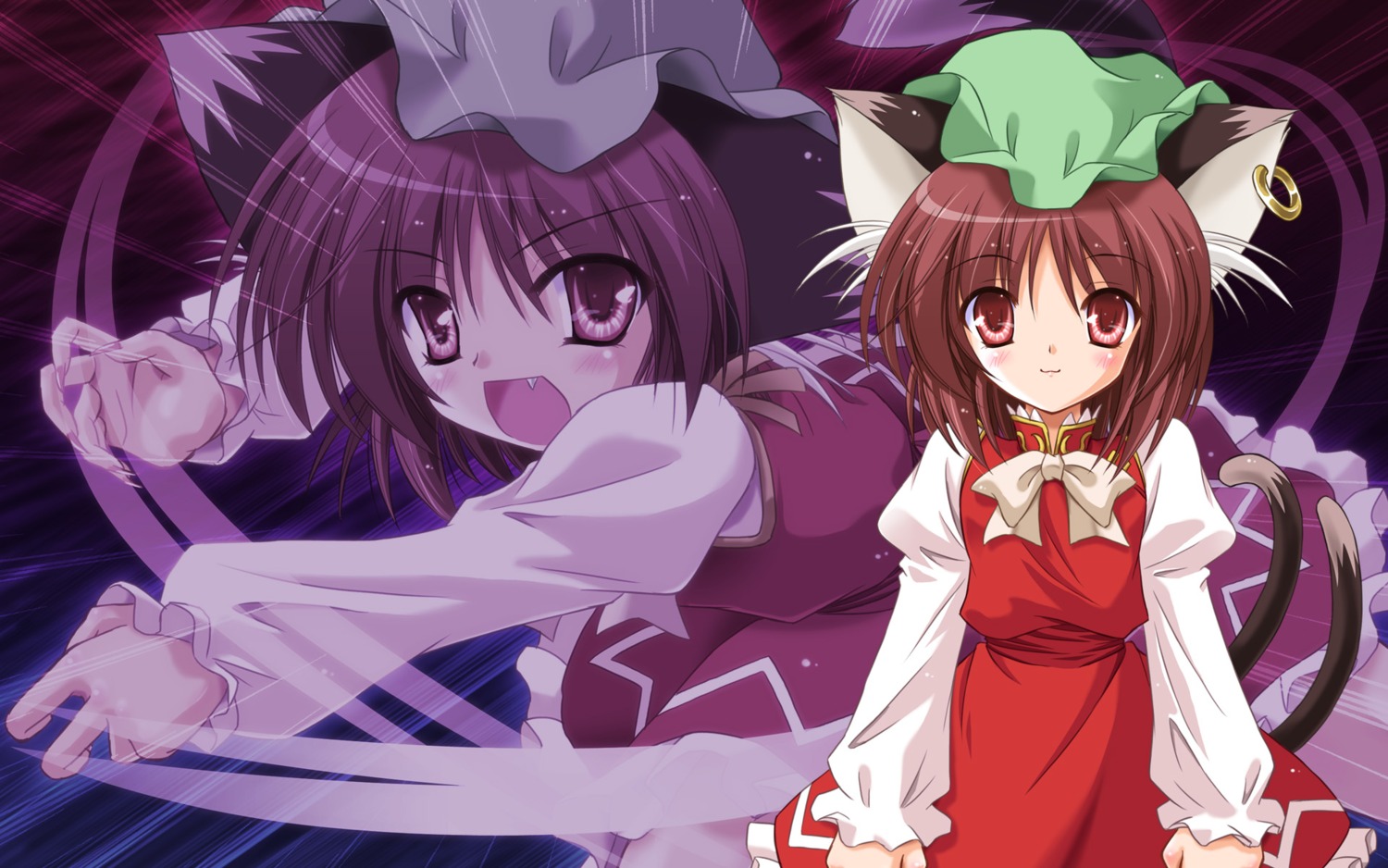 animal_ears, chen, nekomimi, reverse_noise, touhou, wallpaper, yamu