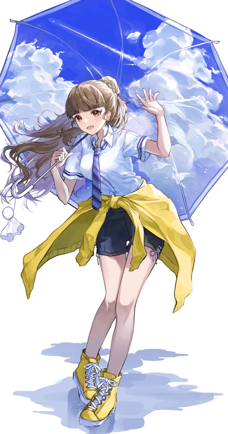 kamiya_nao, seifuku, shino_sto, sweater, the_idolm@ster, the_idolm@ster_cinderella_girls, umbrella
