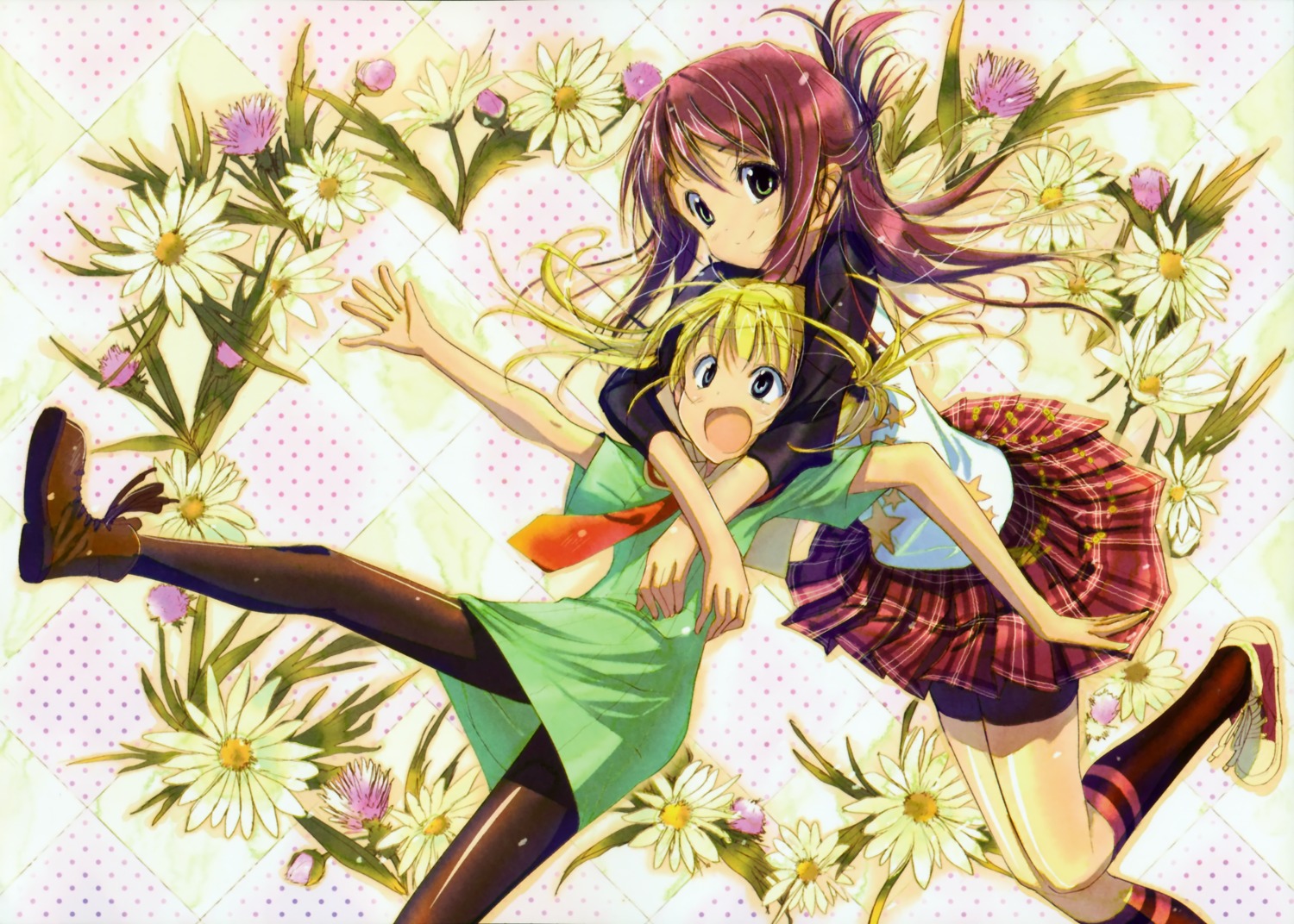 garden, hoshino_erika, ozaki_hiroki, pantyhose, suzumura_azami