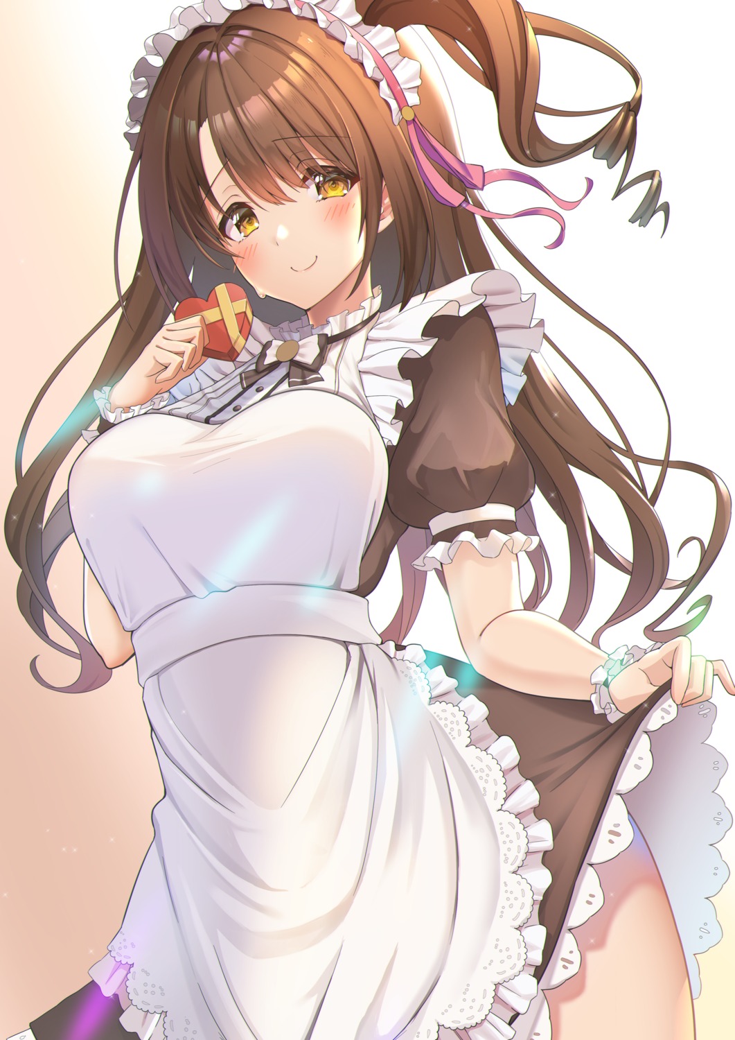 maid, sasorichamaru, shimamura_uzuki, skirt_lift, the_idolm@ster, the_idolm@ster_cinderella_girls, valentine