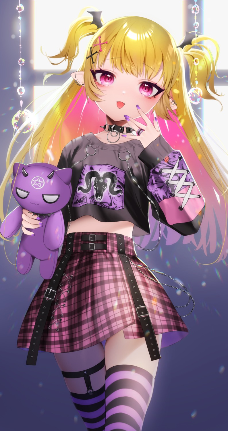 bitaro, garter, pointy_ears, stockings, thighhighs