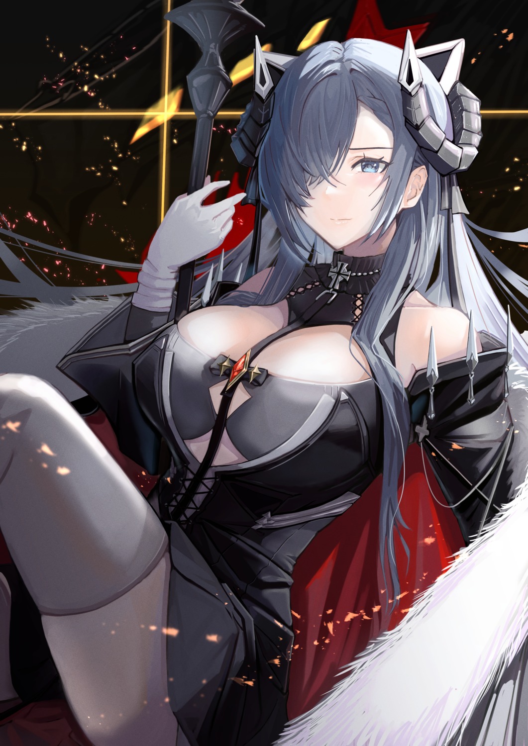 animal_ears, august_von_parseval_(azur_lane), azur_lane, horns, sankyo_(821-scoville), skirt_lift, thighhighs