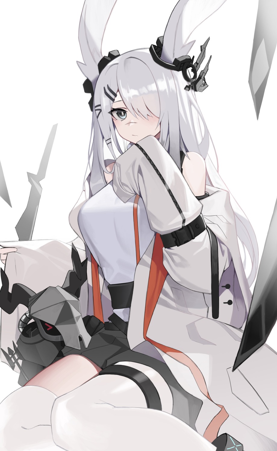 animal_ears, arknights, bunny_ears, frostnova_(arknights), garter, ness_(pjw0168), thighhighs